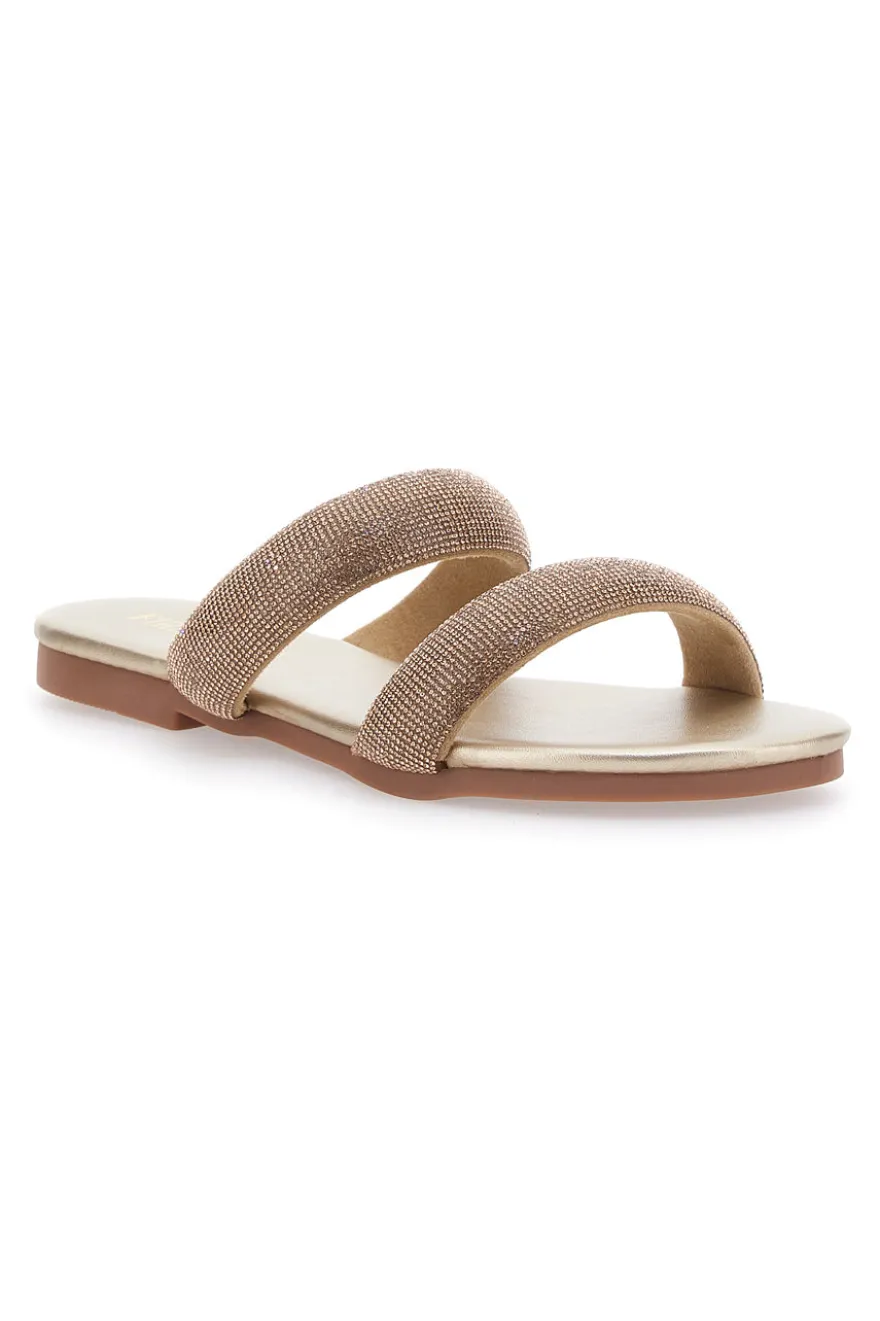 Ciabatte Flat Oro Con Strass Dorati First Lady 439