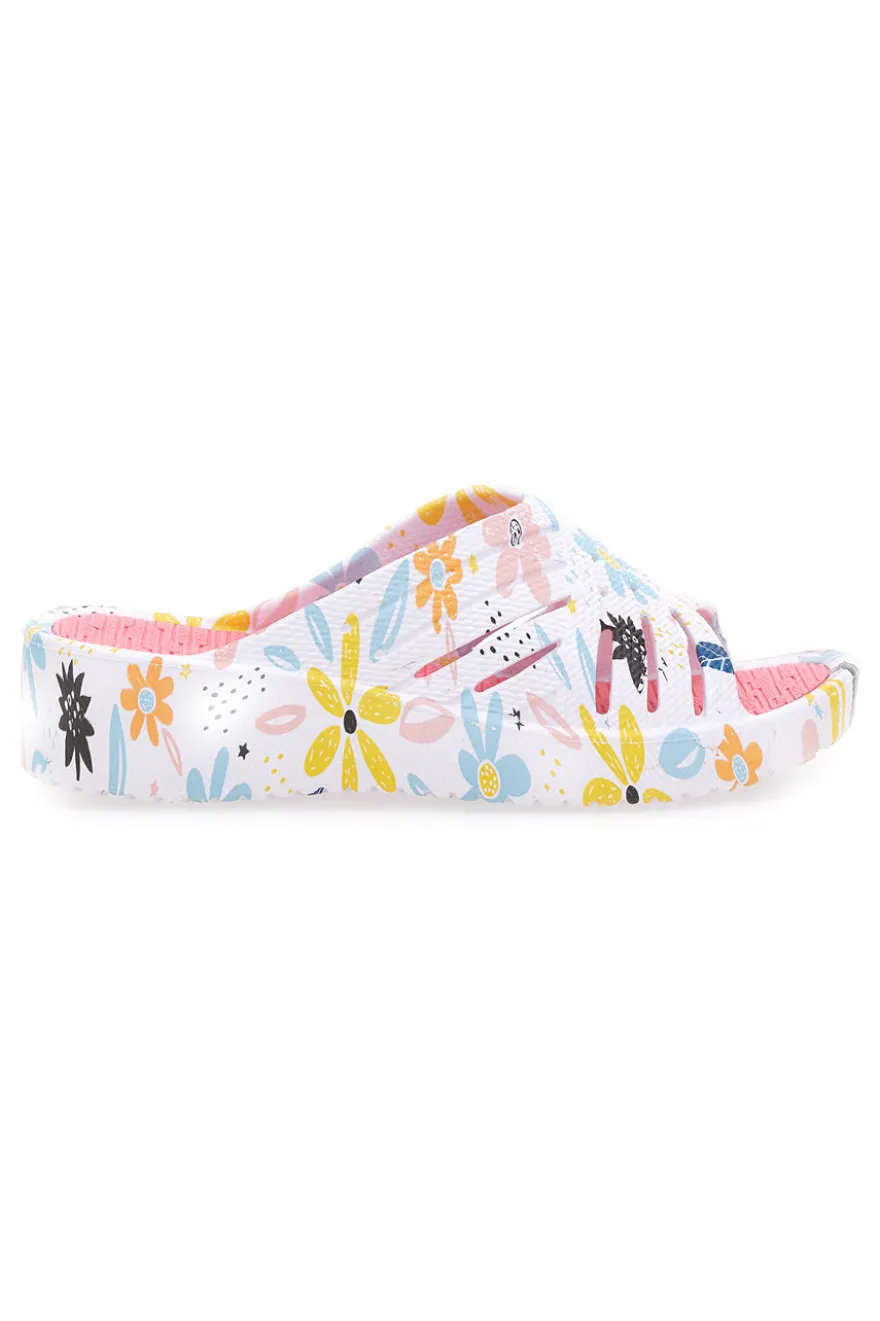 Ciabatte floreali multicolor con fascia incrociata 2T2L 711