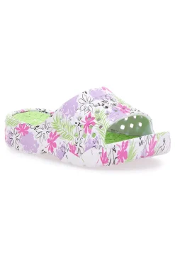 Ciabatte floreali multicolore suola alta 2T2L 22021