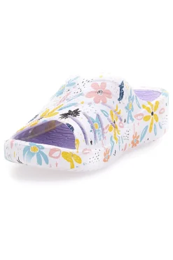 Ciabatte floreali viola multicolor fascia incrociata 2T2L 711