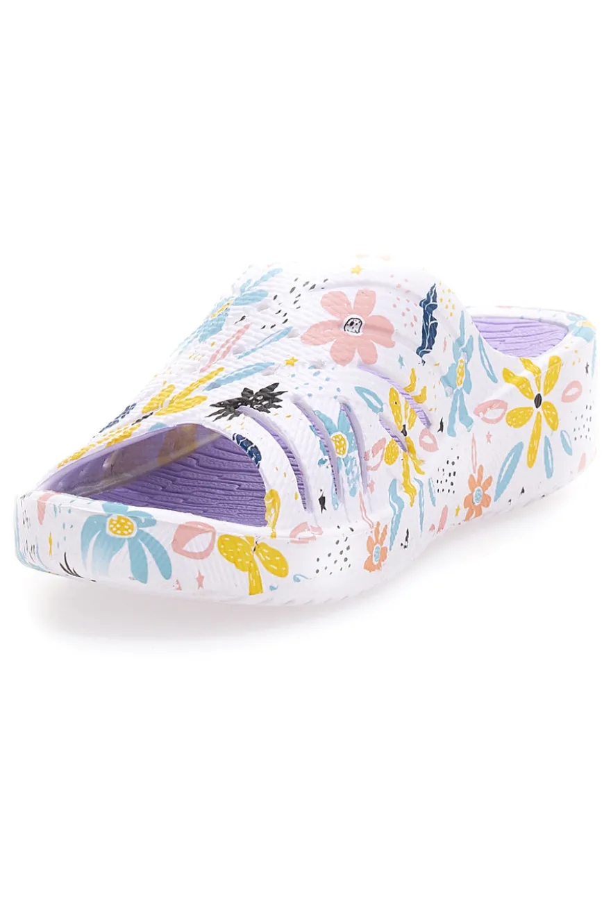 Ciabatte floreali viola multicolor fascia incrociata 2T2L 711