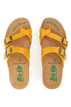 Ciabatte Gialle Made In Italy Con Sottopiede In Vera Pelle Bio Up 22710