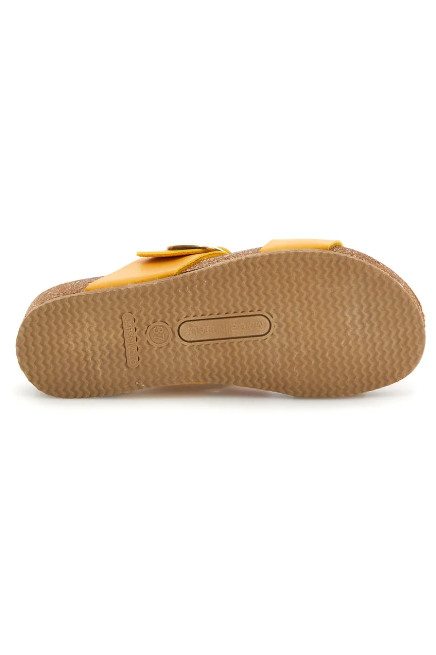 Ciabatte giallo sottopiede in pelle con zeppa Pittarello eco 293A500SR