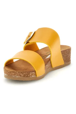 Ciabatte giallo sottopiede in pelle con zeppa Pittarello eco 293A500SR