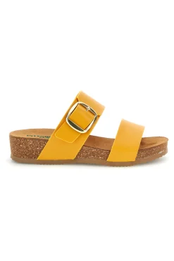 Ciabatte giallo sottopiede in pelle con zeppa Pittarello eco 293A500SR
