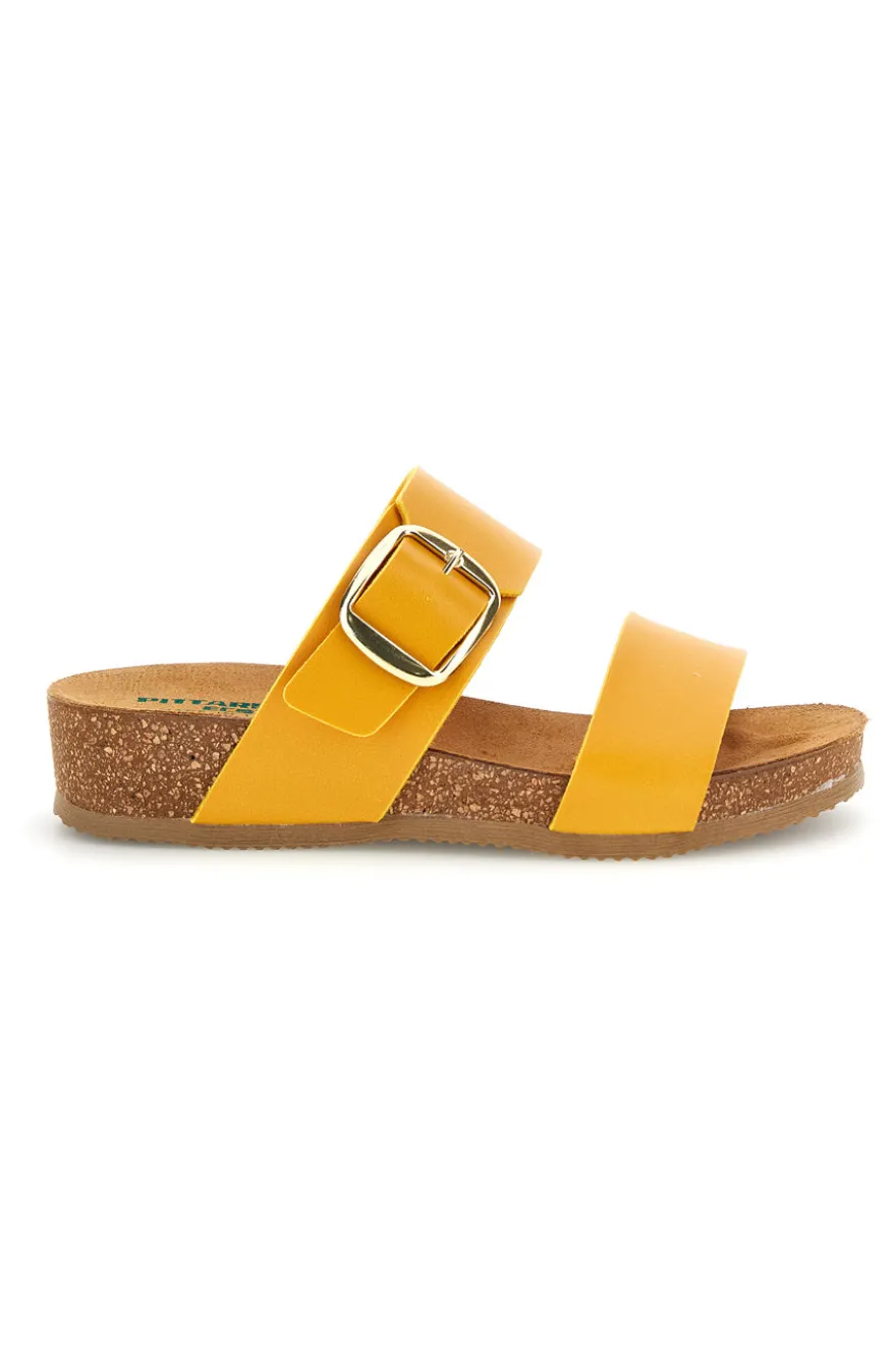 Ciabatte giallo sottopiede in pelle con zeppa Pittarello eco 293A500SR
