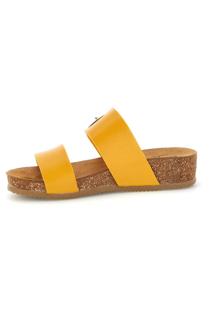 Ciabatte giallo sottopiede in pelle con zeppa Pittarello eco 293A500SR