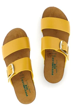 Ciabatte giallo sottopiede in pelle con zeppa Pittarello eco 293A500SR