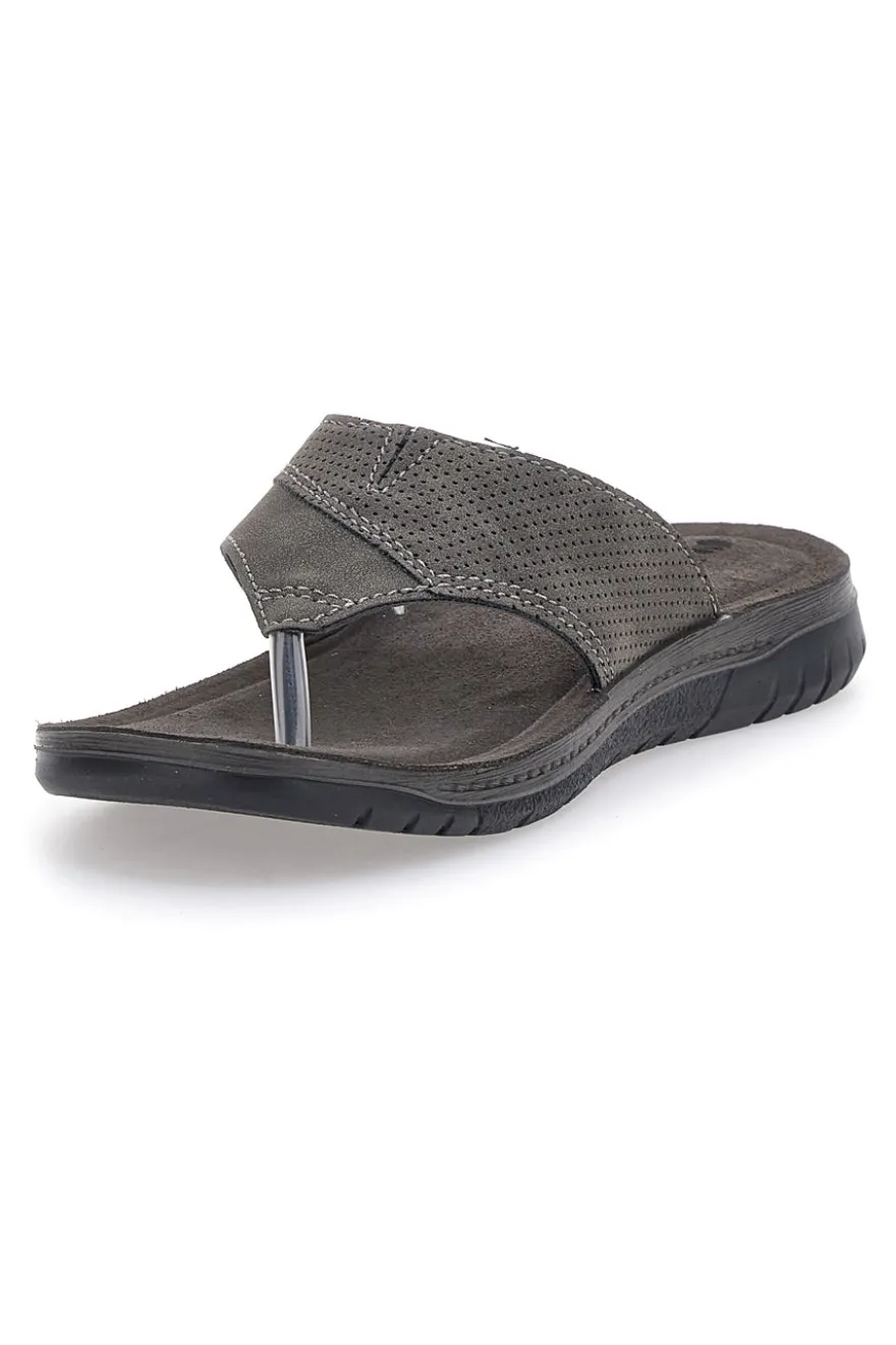 Ciabatte Grigie Infradito Con Sottopiede In Vera Pelle Inblu 14 ID