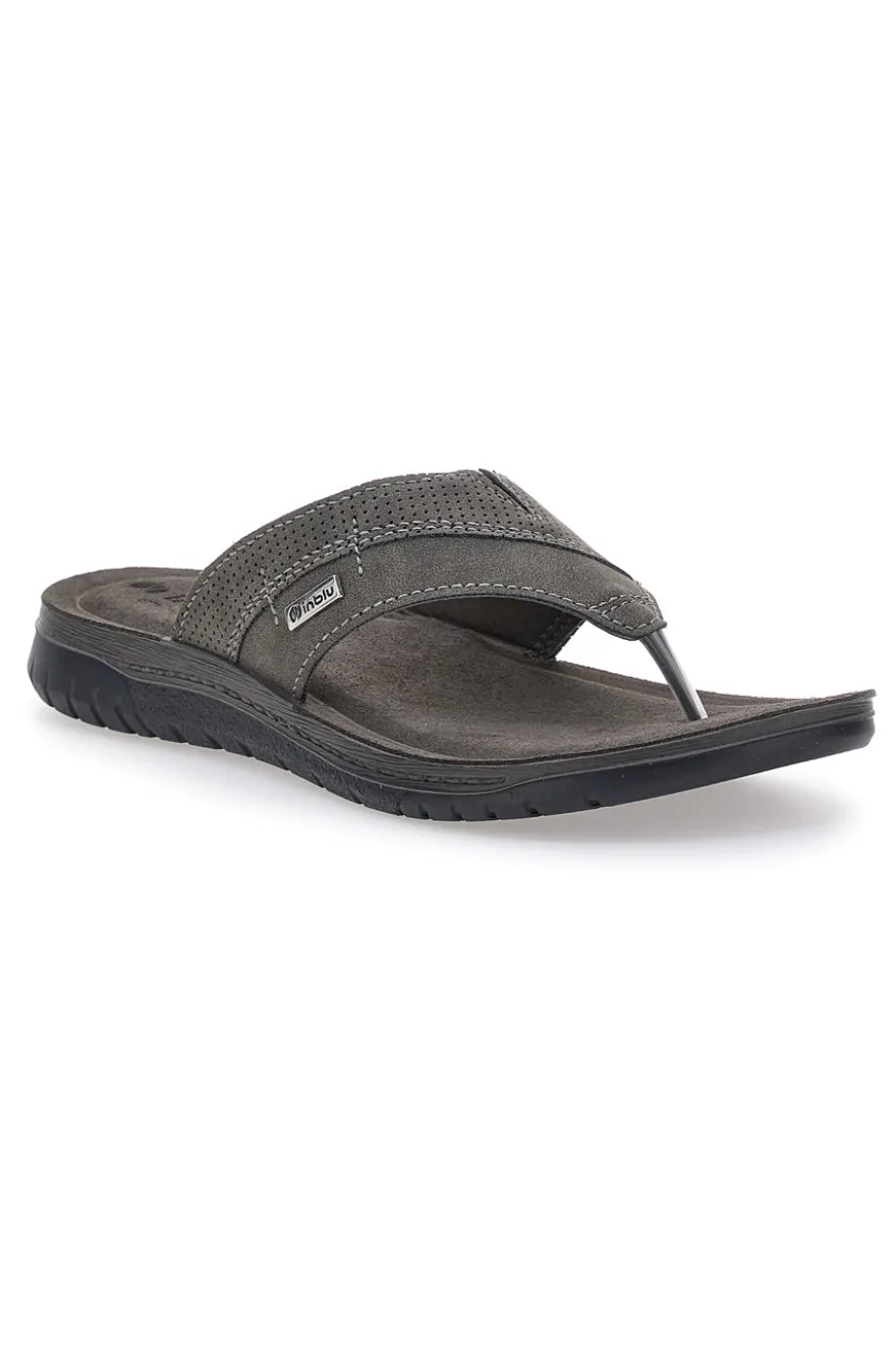 Ciabatte Grigie Infradito Con Sottopiede In Vera Pelle Inblu 14 ID