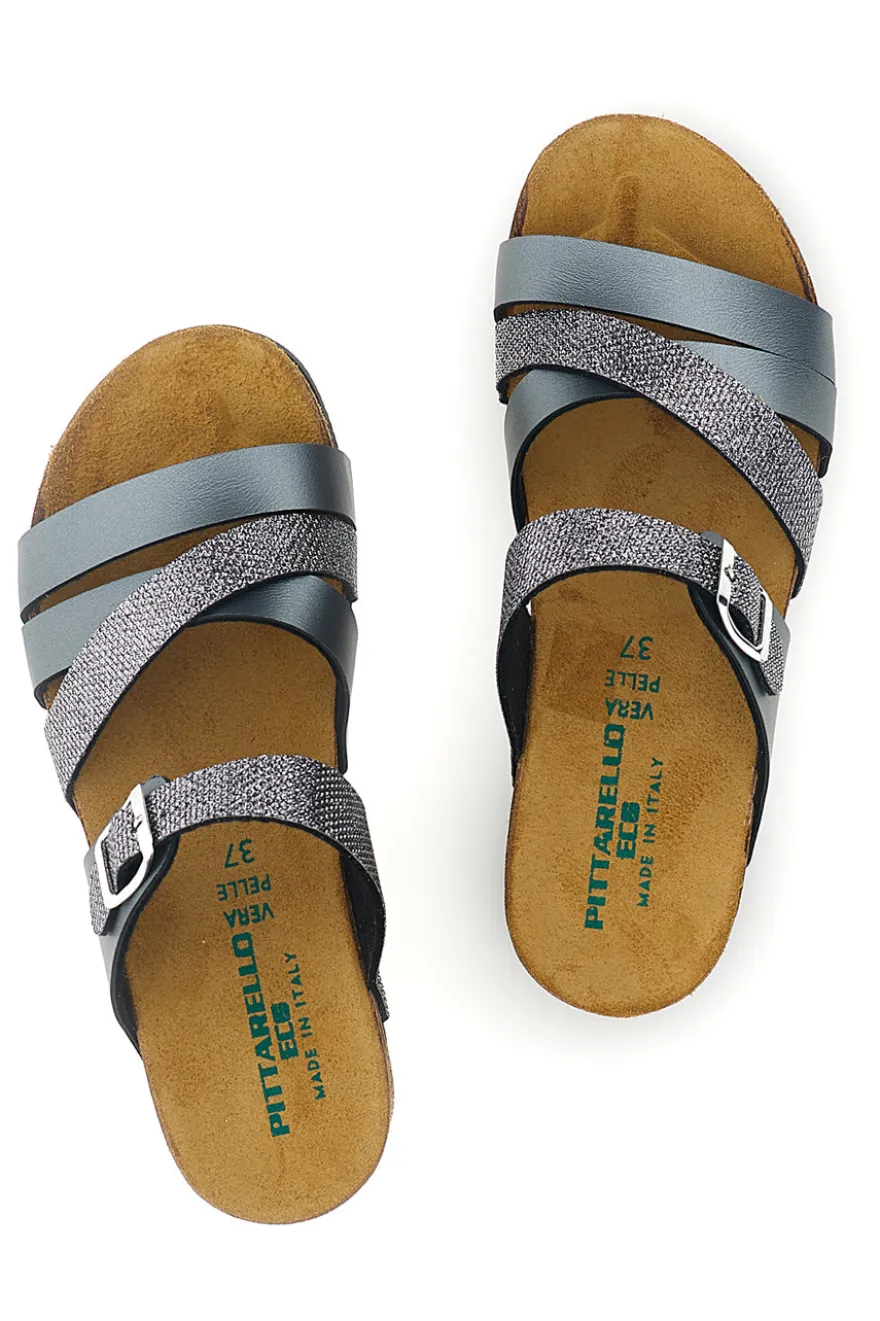 Ciabatte grigio sottopiede in vera pelle Pittarello eco 293A410SR