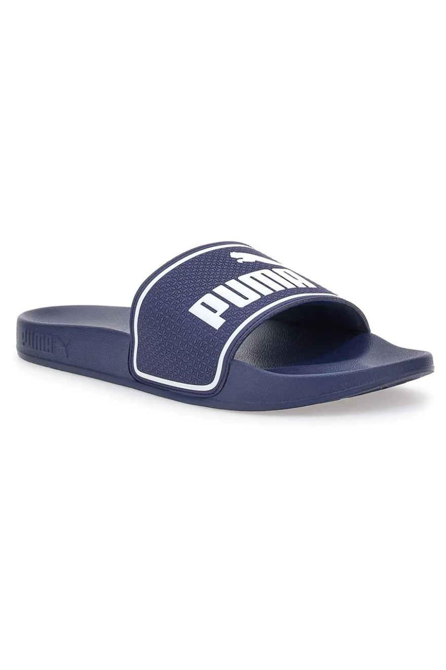 Ciabatte in Gomma Blu con Logo Puma Leadcat 2.0