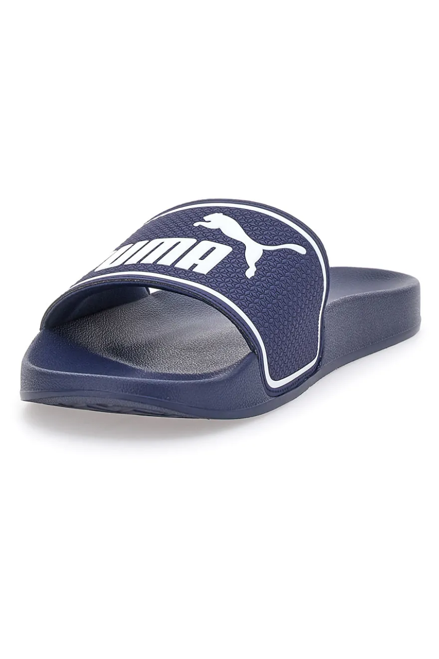 Ciabatte in Gomma Blu con Logo Puma Leadcat 2.0
