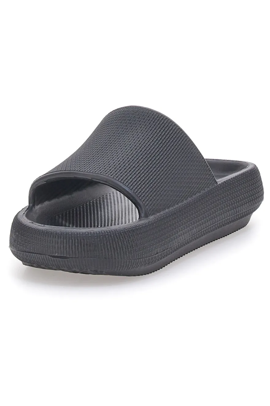 Ciabatte in gomma nere con fascia piena design minimal 2T2L
