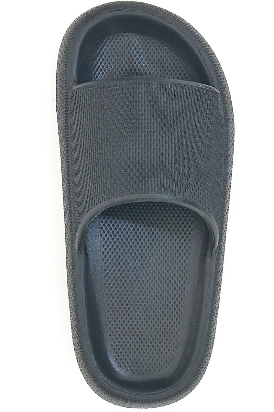 Ciabatte in gomma nere con fascia piena design minimal 2T2L
