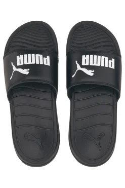 Ciabatte in Gomma nere con logo a contrasto Puma Popcat 20 Jr