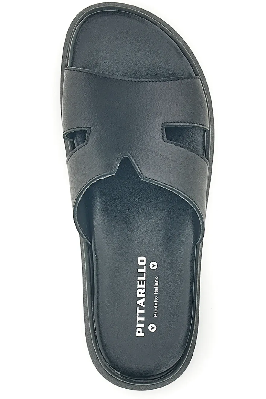 Ciabatte in pelle nero a fasce Pittarello 32811926