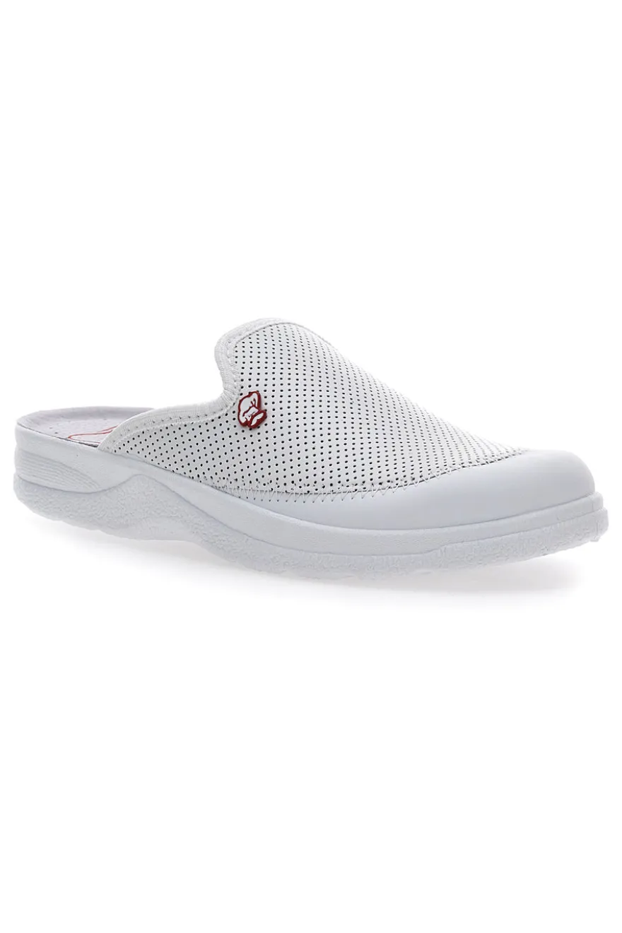 Ciabatte in Vera Pelle Bianche Mr Chef 653
