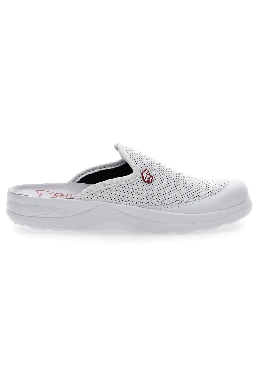 Ciabatte in Vera Pelle Bianche Mr Chef 653