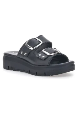 Ciabatte in vera pelle nere con fibbie PITTARELLO LOVE 35801919