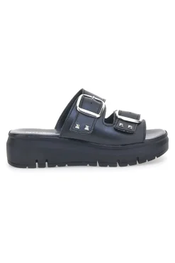 Ciabatte in vera pelle nere con fibbie PITTARELLO LOVE 35801919