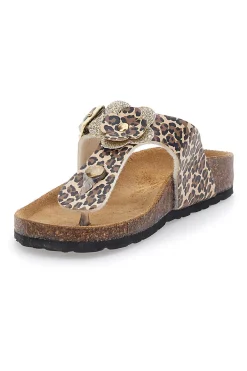 Ciabatte Infradito Animalier Con Plantare In Vera Pelle Pitt Kids 45261
