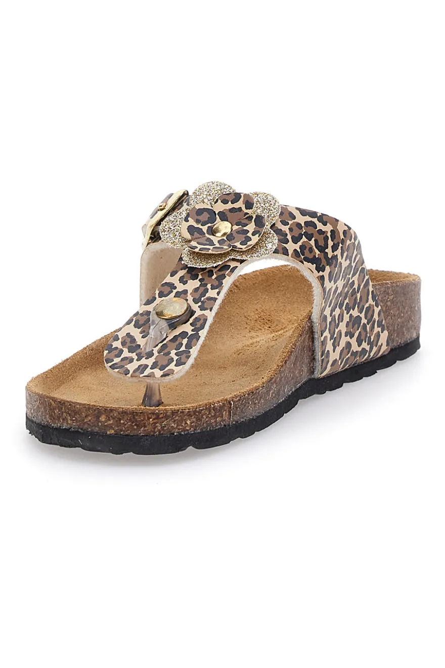 Ciabatte Infradito Animalier Con Plantare In Vera Pelle Pitt Kids 45261
