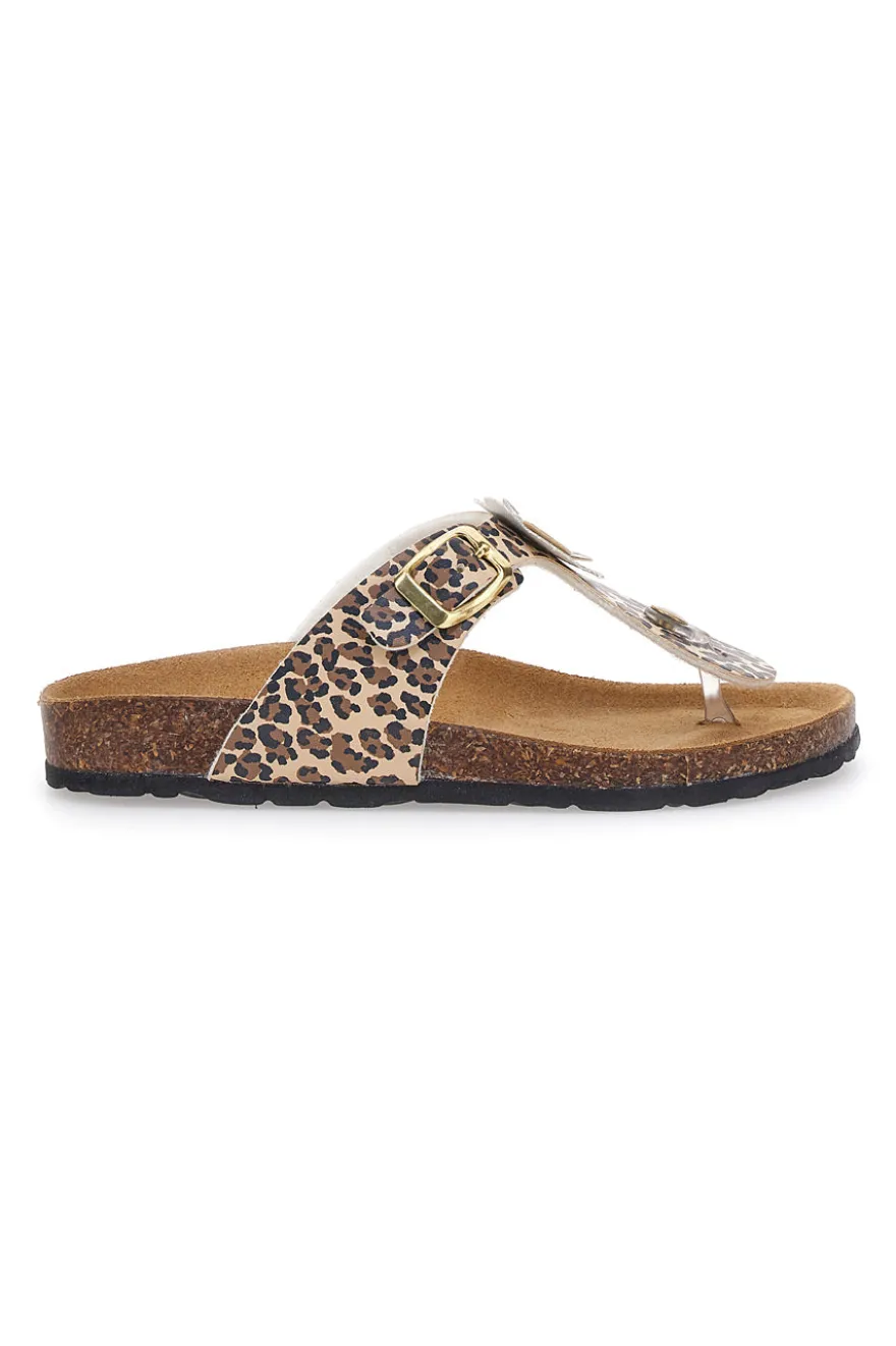Ciabatte Infradito Animalier Con Plantare In Vera Pelle Pitt Kids 45261