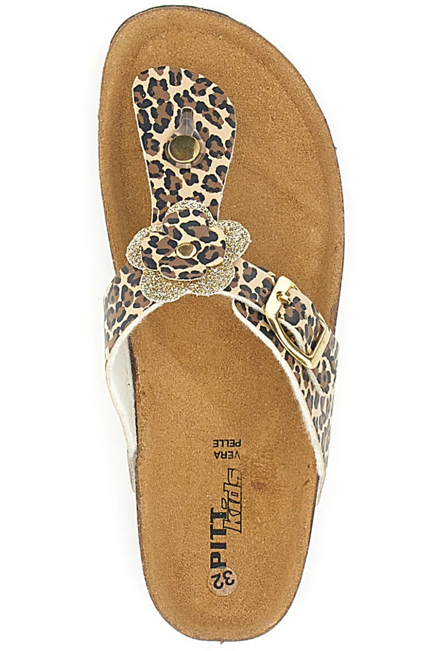 Ciabatte Infradito Animalier Con Plantare In Vera Pelle Pitt Kids 45261