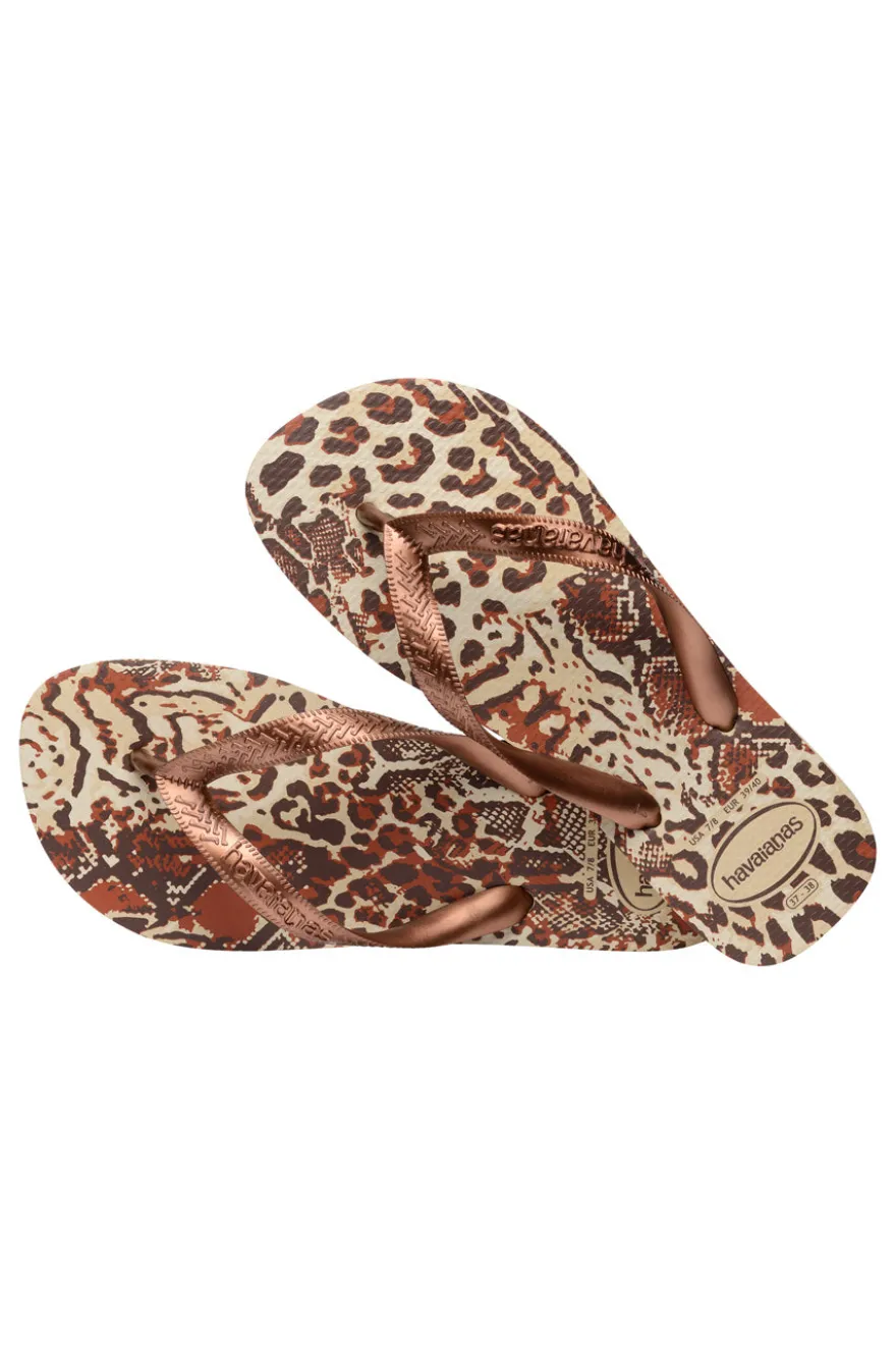 Ciabatte Infradito Beige e Marrone Effetto Maculato Havaianas Top Animal