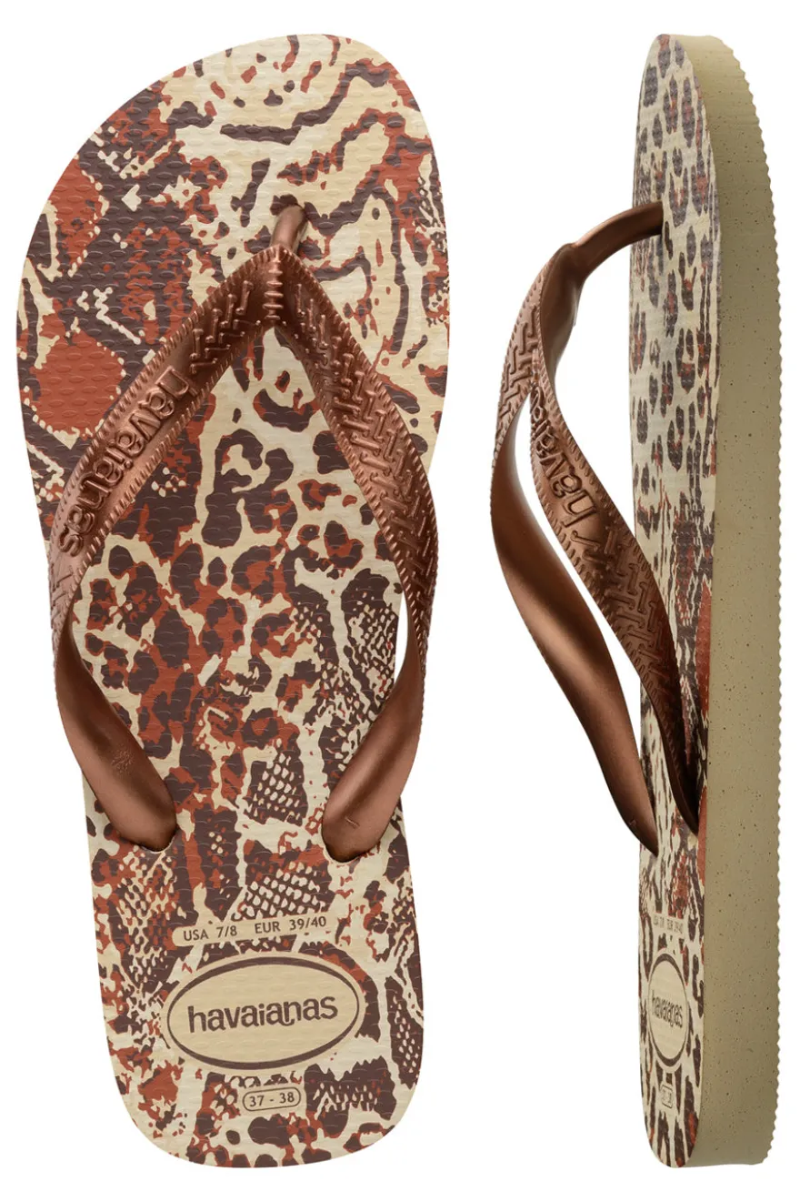 Ciabatte Infradito Beige e Marrone Effetto Maculato Havaianas Top Animal