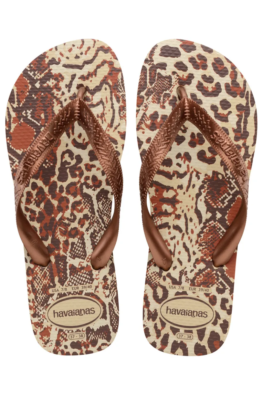 Ciabatte Infradito Beige e Marrone Effetto Maculato Havaianas Top Animal