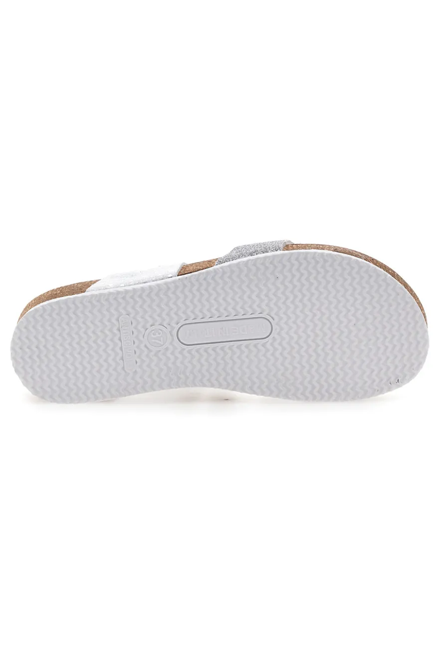 Ciabatte Infradito Bianche e Argento con Sottopiede in Pelle PITTARELLO ECO 293A311SR
