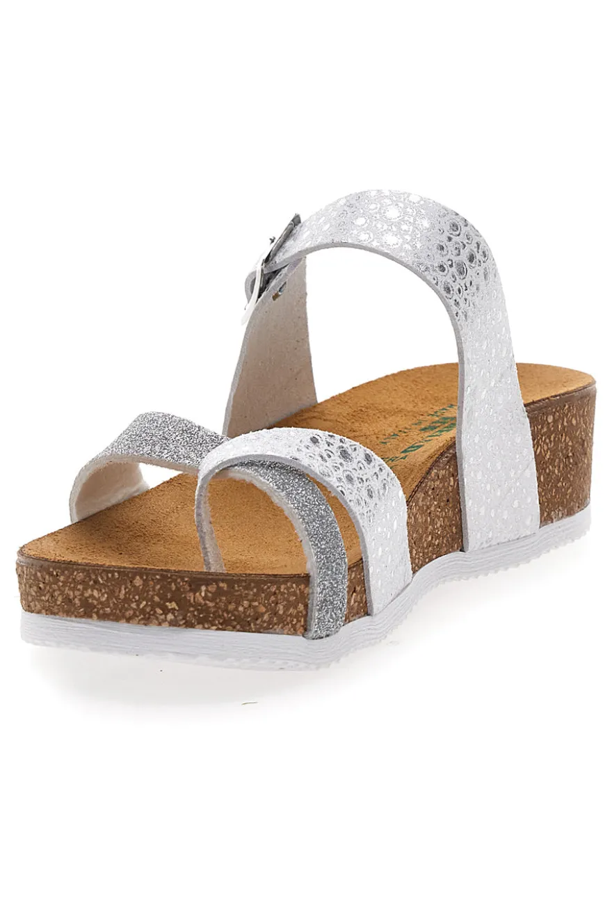Ciabatte Infradito Bianche e Argento con Sottopiede in Pelle PITTARELLO ECO 293A311SR