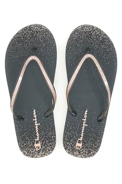 Ciabatte Infradito in Gomma nere con Glitter Champion Sparkling