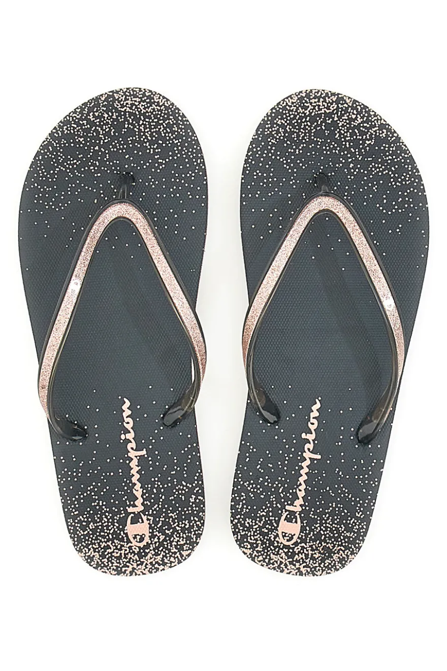 Ciabatte Infradito in Gomma nere con Glitter Champion Sparkling