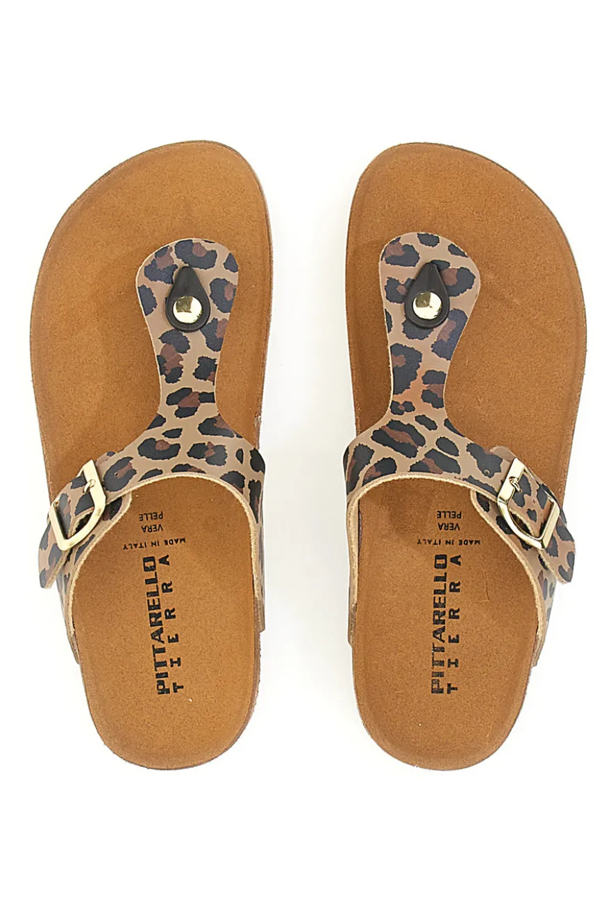 Ciabatte Infradito Leopardate in Vera Pelle Made in Italy Pittarello Tierra 335A2177SR