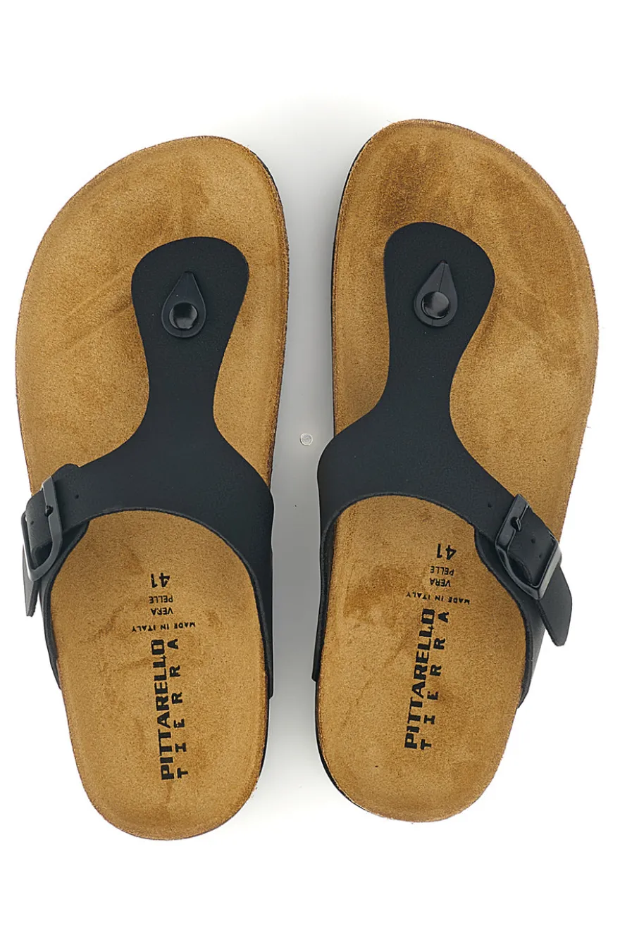 Ciabatte infradito nere con fibbia Pittarello tierra 335A2177SR