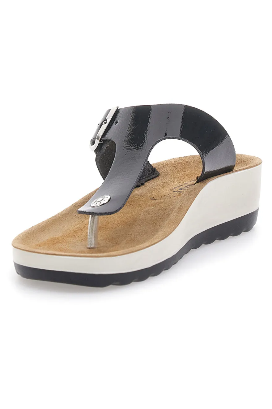 Ciabatte Infradito nere con plantare anatomico zeppa FLY FLOT 42H593C da Donna | Pittarello