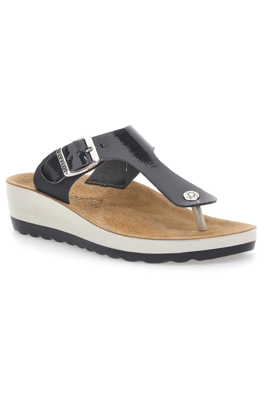 Ciabatte Infradito nere con plantare anatomico zeppa FLY FLOT 42H593C da Donna | Pittarello