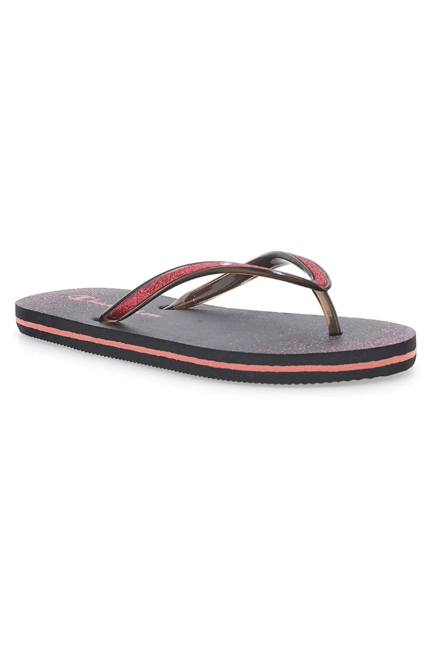 Ciabatte Infradito nere con glitter e logo Champion 11825