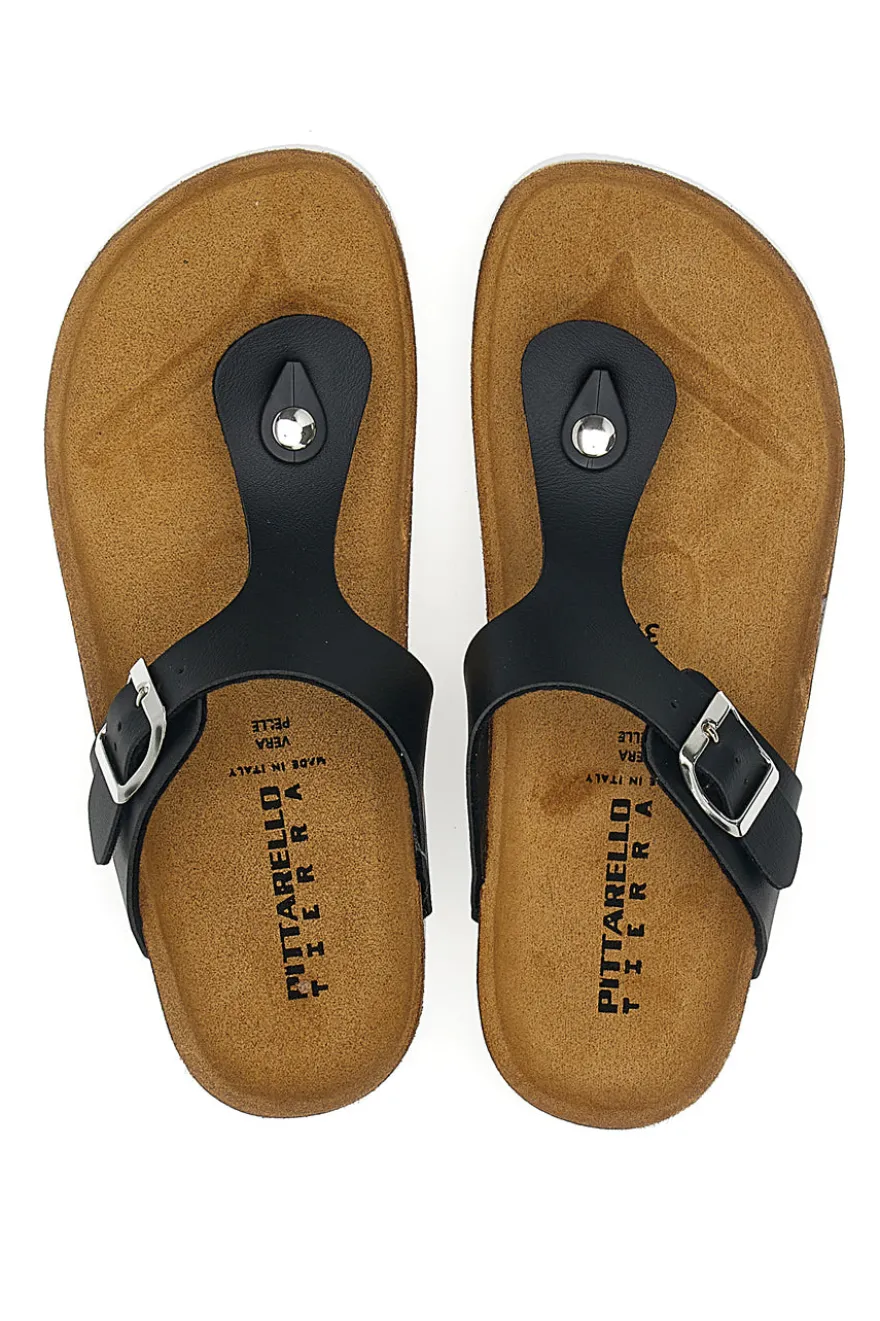 Ciabatte Infradito Nere in Vera Pelle Made in Italy Pittarello Tierra 335A2177SR