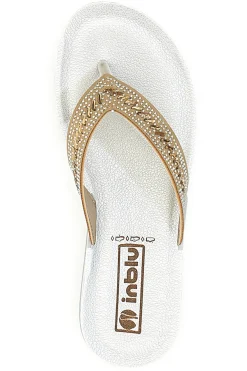 Ciabatte Infradito Sabbia e Bianche con Strass Inblu 01 Zo