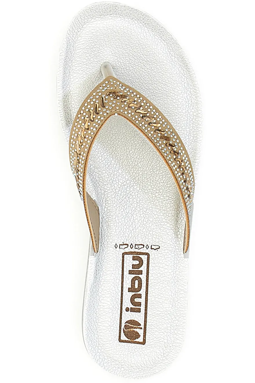 Ciabatte Infradito Sabbia e Bianche con Strass Inblu 01 Zo