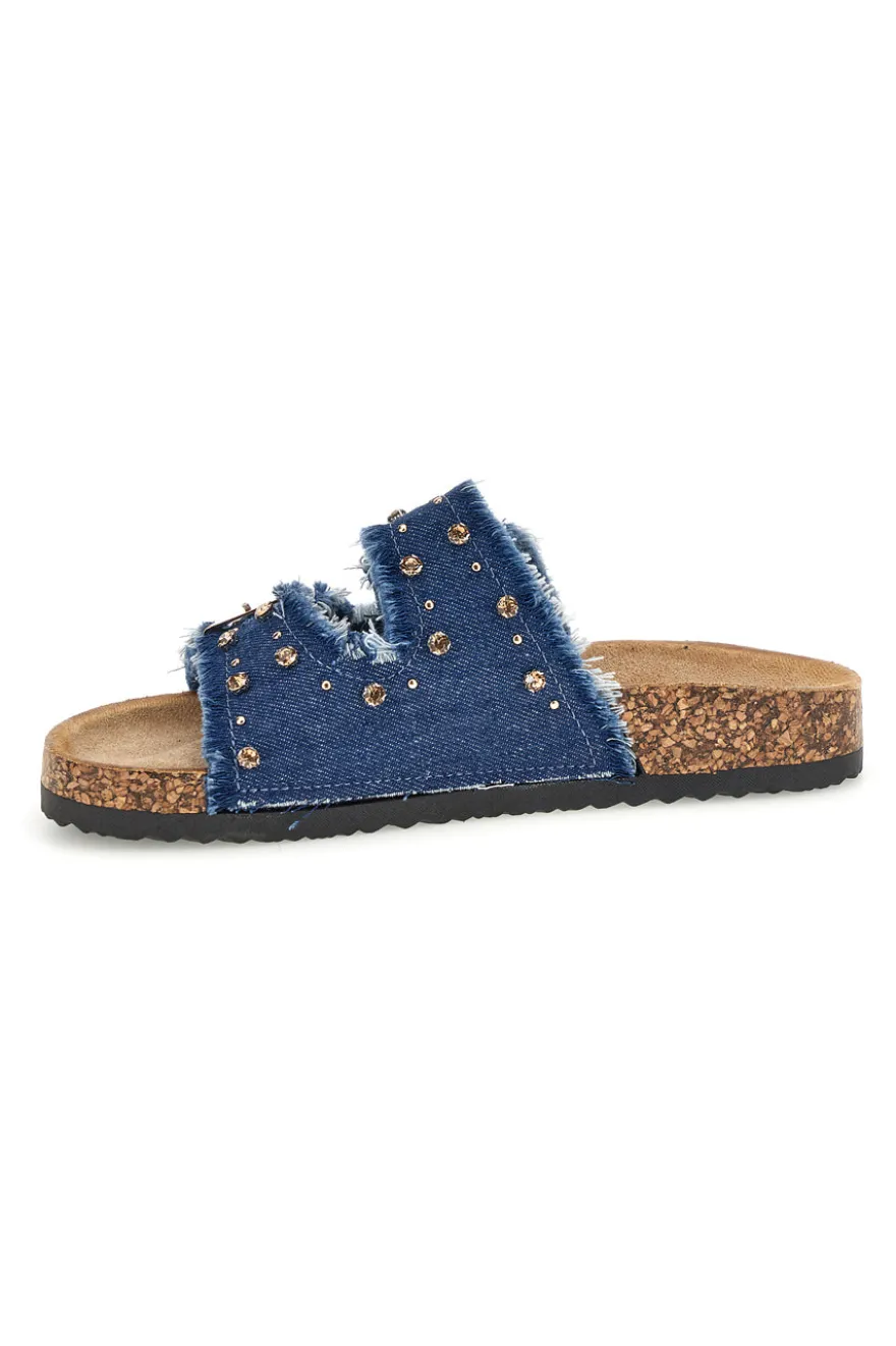 Ciabatte Jeans con borchie e brillantini Me & me 12502
