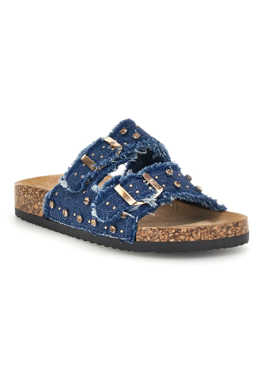 Ciabatte Jeans con borchie e brillantini Me & me 12502