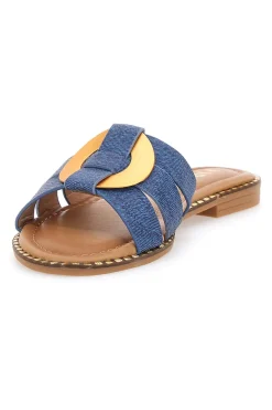 Ciabatte Jeans Con Suola Flat e Dettaglio Oro The First 19469