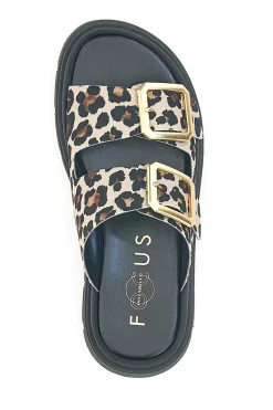 Ciabatte Leopardate Con Doppia Fascia Fibbia Dorata Pittarello Focus 19202