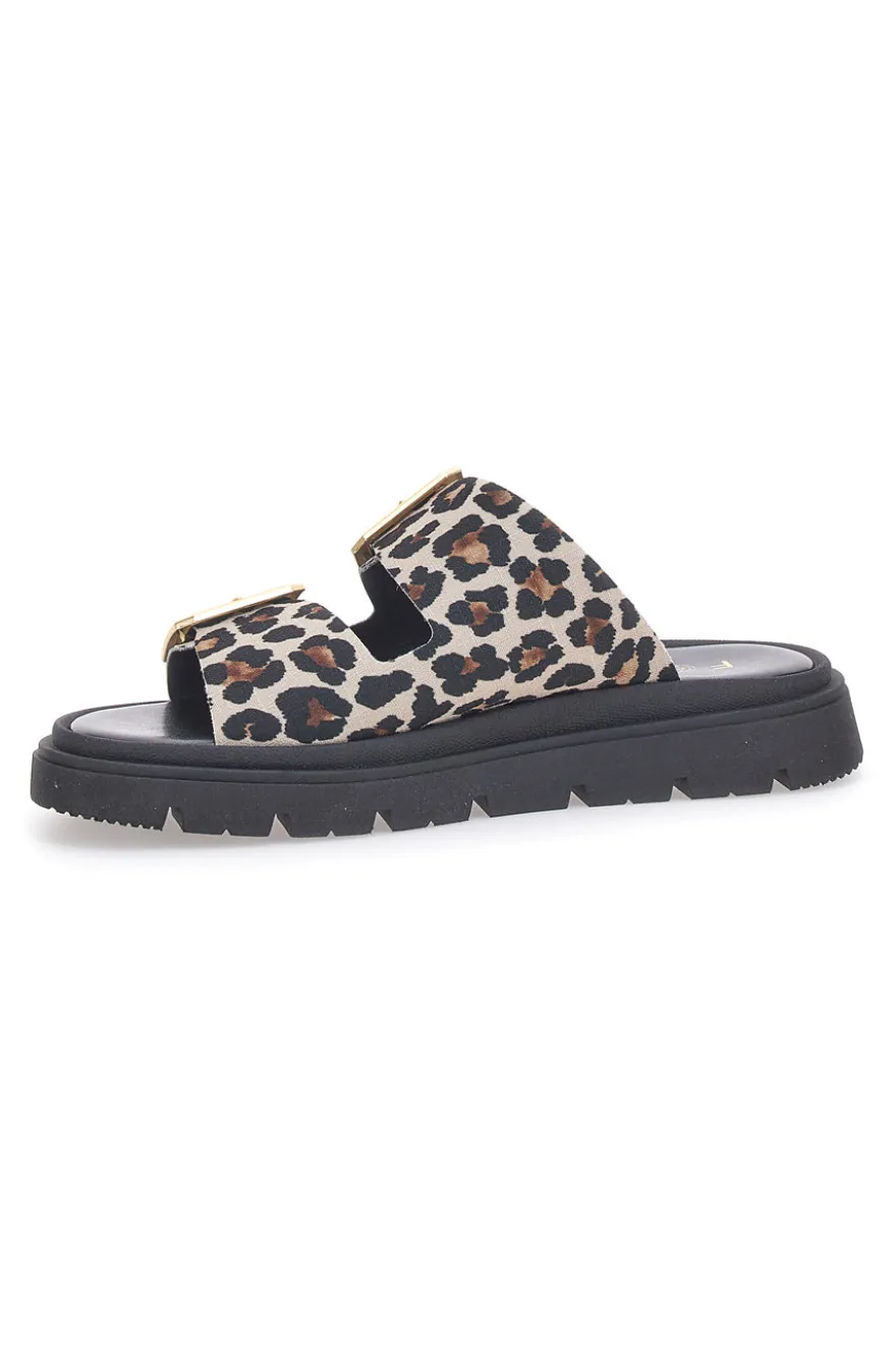 Ciabatte Leopardate Con Doppia Fascia Fibbia Dorata Pittarello Focus 19202