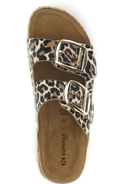 Ciabatte leopardate con doppia fibbia Superga S11Y279